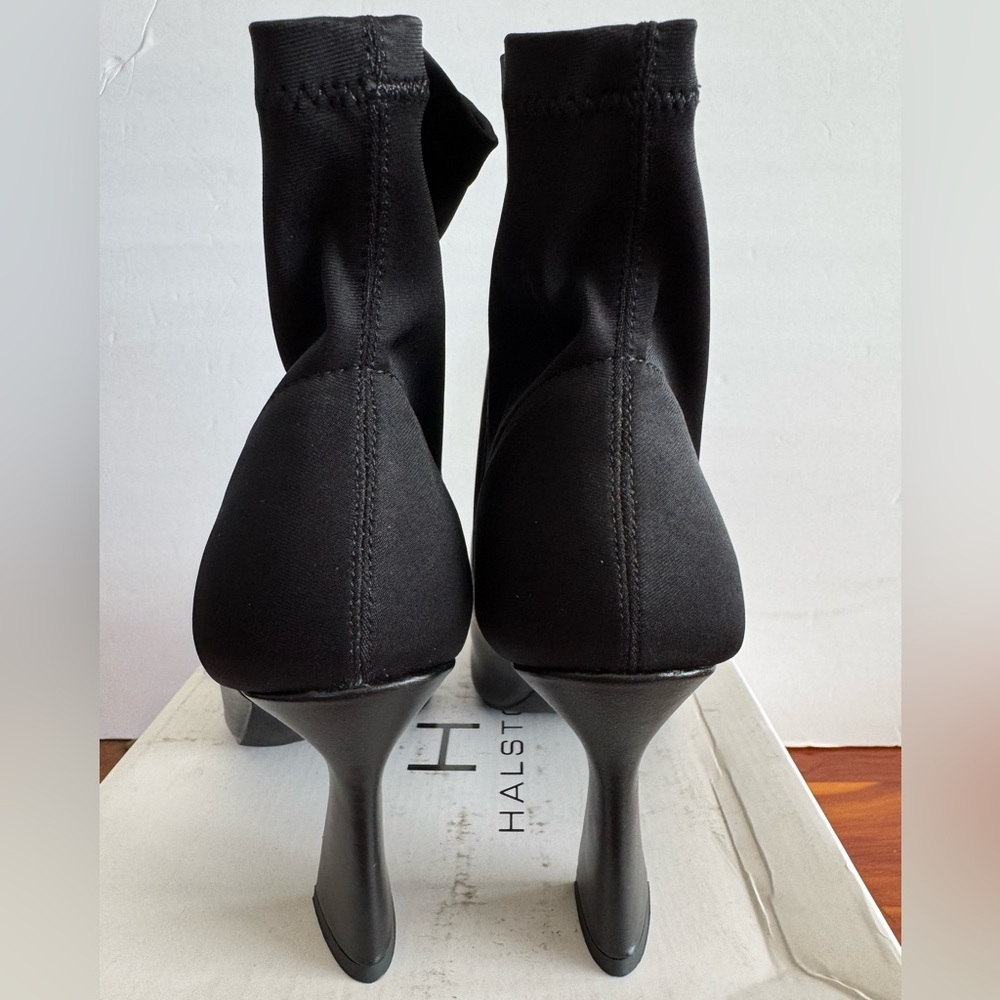 HALSTON Black Stretch Ankle Booties Heels Pointed Toe Size 11 NIB - Picture 5 of 10